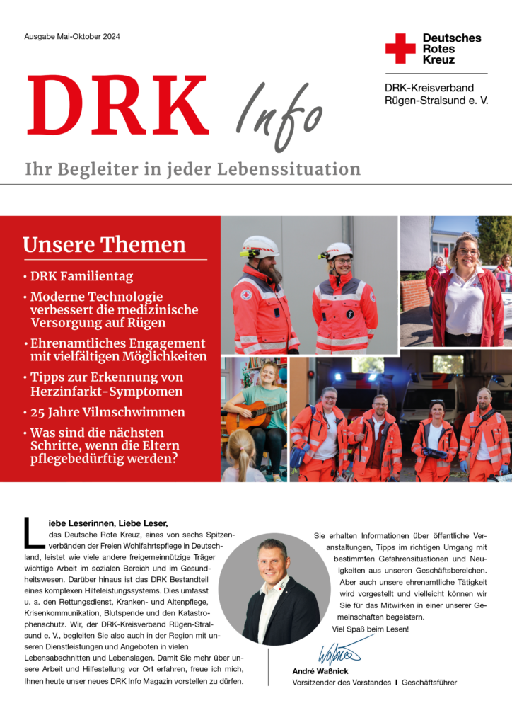 Titelbild der ersten Ausgabe des DRK-Magazins ‚DRK Info‘ vom DRK-Kreisverband Rügen-Stralsund