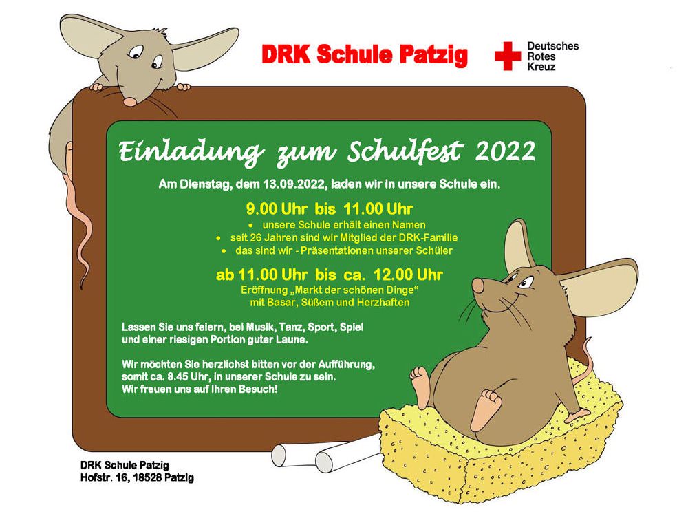 Am 13. September 2022 feiert die DRK „Rügenwind“-Schule mit Schülerpräsentationen, Musik, Basar und viel guter Laune ihr Schulfest.